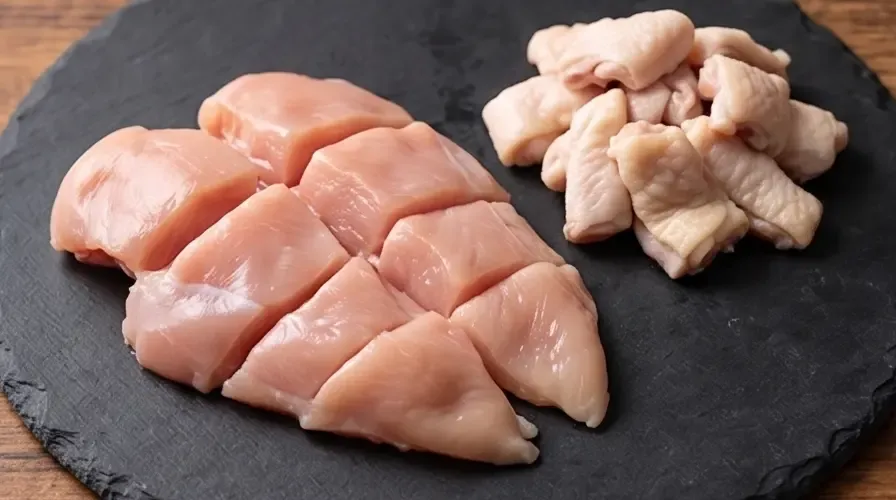 胸肉とずり皮、2つの部位を重ねて 風味をつくる
